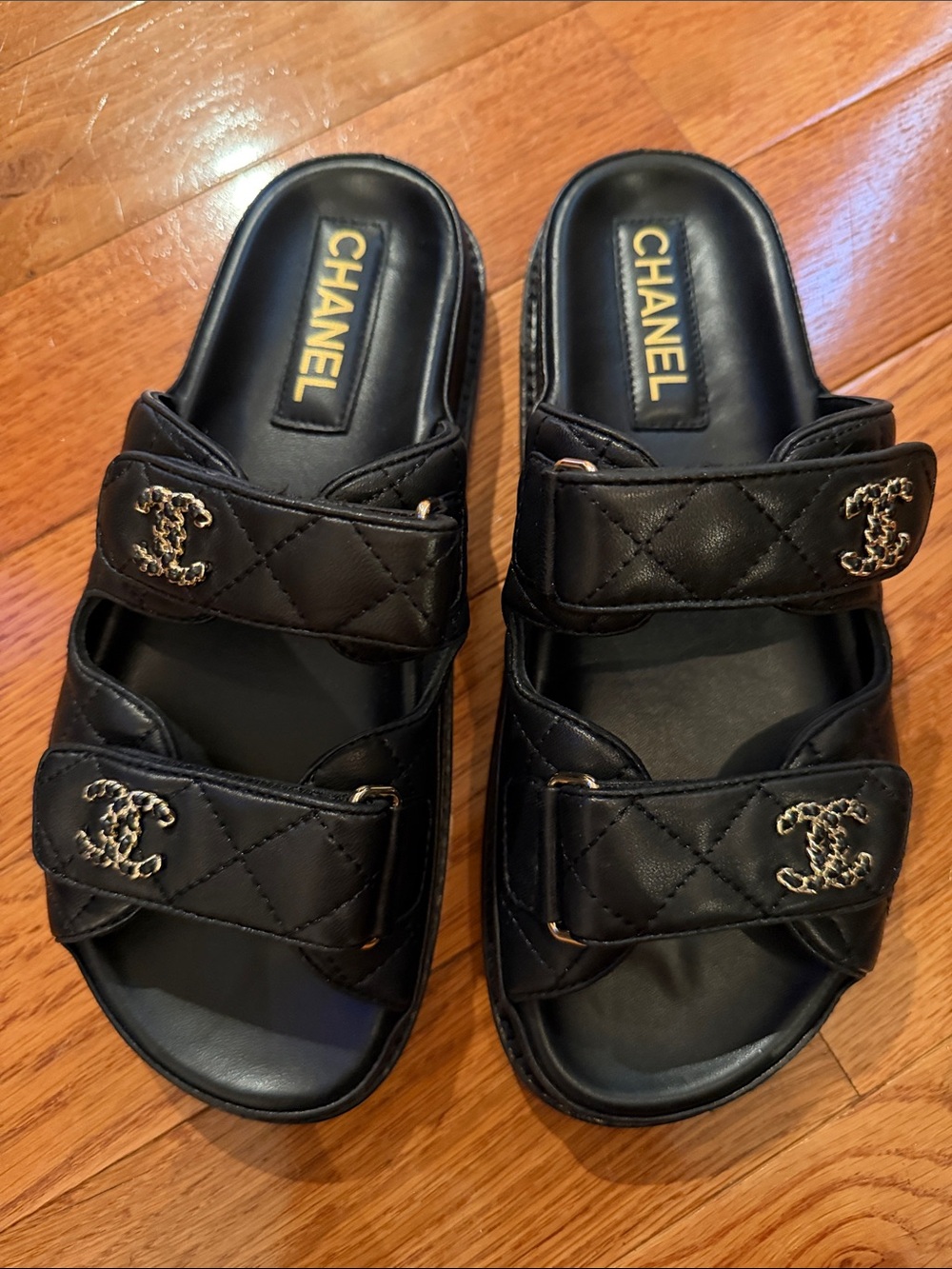 CC leather dad slides sandals